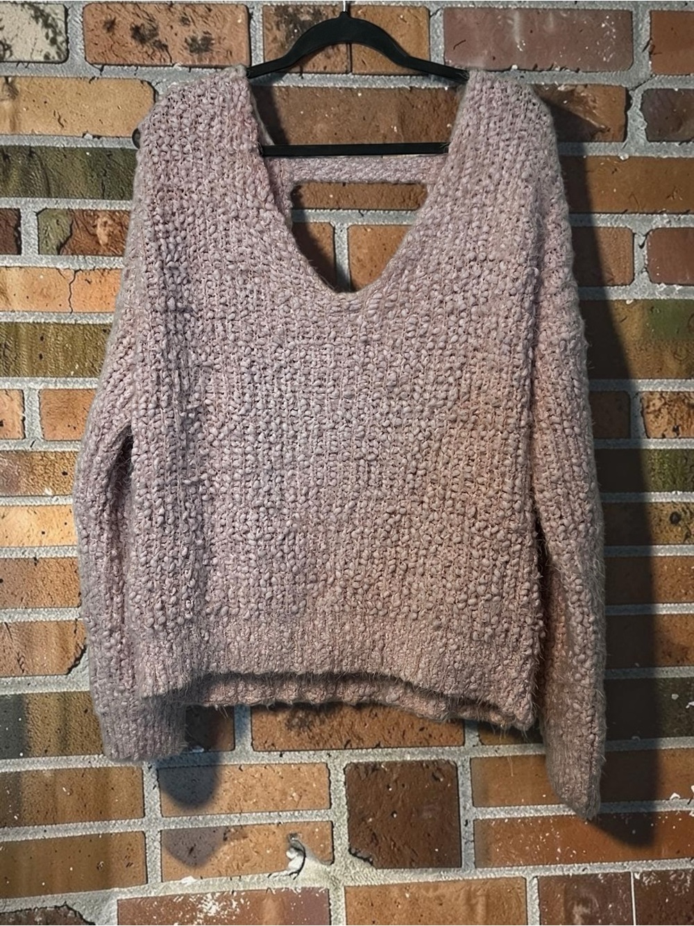 Forever 21 Dusty Rose V-Neck Chunky Knit Sweater